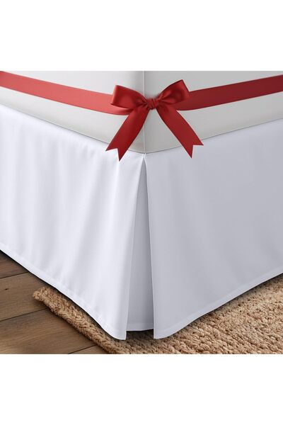 Utopia Bedding تنورة سرير - مطوية رباعية، طول 16 بوصة (مقاس كوين، أبيض)