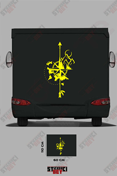 STİCKERCI BEY ملصق تزيين للعربات المتنقلة بتصميم البوصلة والطبيعة