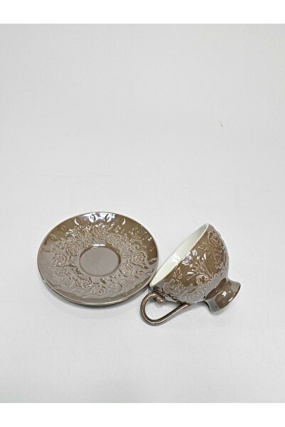 Casalina Set of 2, cup and saucer, ceramic, embossed Roses pattern, 180 ml