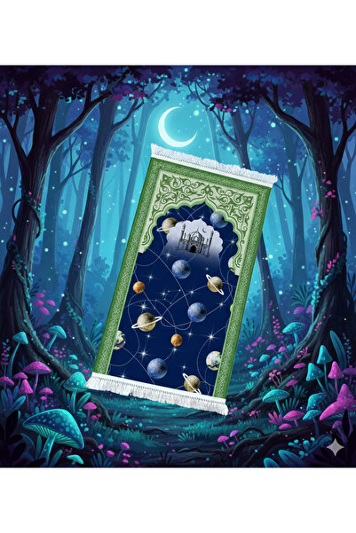 nivra sepet Dijital Baskılı Uzay Temalı Çocuk Seccade Namazlık