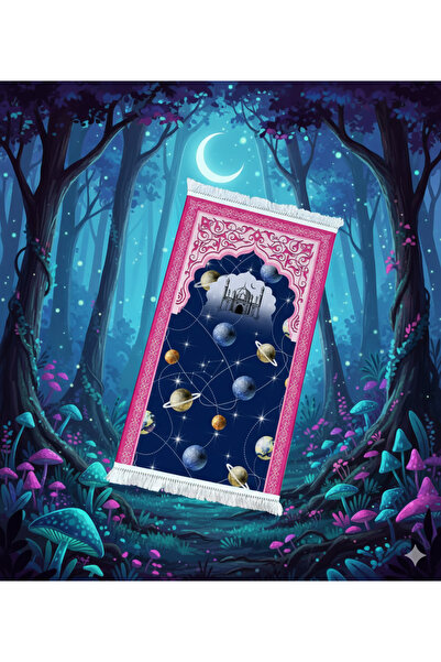 nivra sepet Dijital Baskılı Uzay Temalı Çocuk Seccade Namazlık