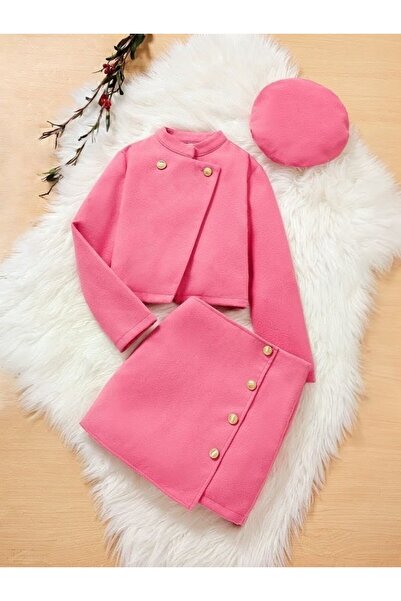 shop Set de 3 piese pentru fete, jachetă cu închidere cu capse, fustă, pălări...
