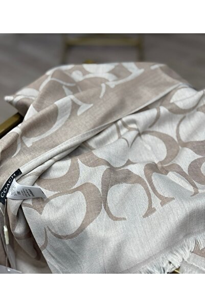 Şalcı G desen kum beji pamuklu YÜN İPEK ŞAL DÖRT MEVSİMR UYGUN UZUN ETİKETLİ