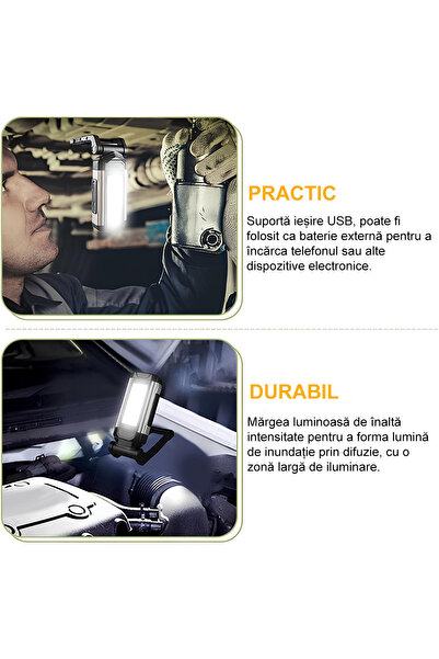 LEDIGANT Portable LED COB Flashlight K011 – Powerful Brightness, Compact Design, Silver