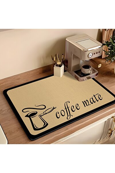 ОЕМ Премиум подложка за кафеварка, неплъзгаща се, 40×50 см, щампа с кафе, бежова