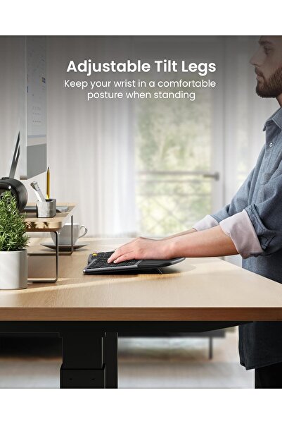 ProtoArc مجموعة لوحة مفاتيح وماوس لاسلكية كاملة الحجم مريحة - رمادي/أسود