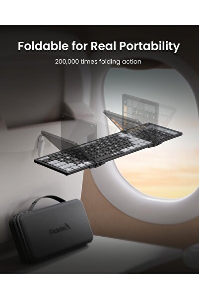 ProtoArc Foldable Keyboard & Mouse Combo XKM01 CaseUp with Laptop Stand (Black & Gray)