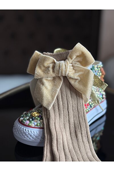 kiddos.ro Long cotton socks for children 0-8 years, for Christmas, with red, green or cream bows, Merry