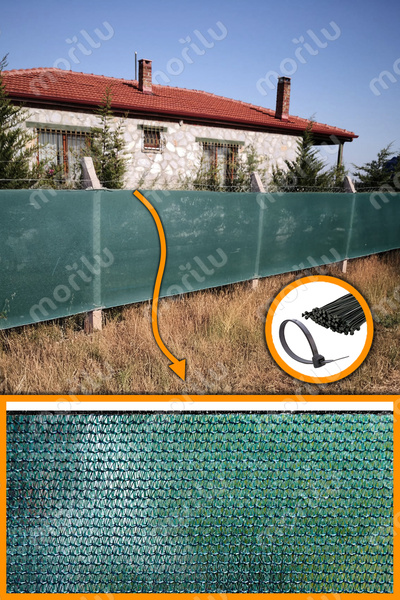 Morilu %75lik Yeşil PERDE Çit Filesi - Overloklu - Bahçe Çit Gölgeliği - Tel ...