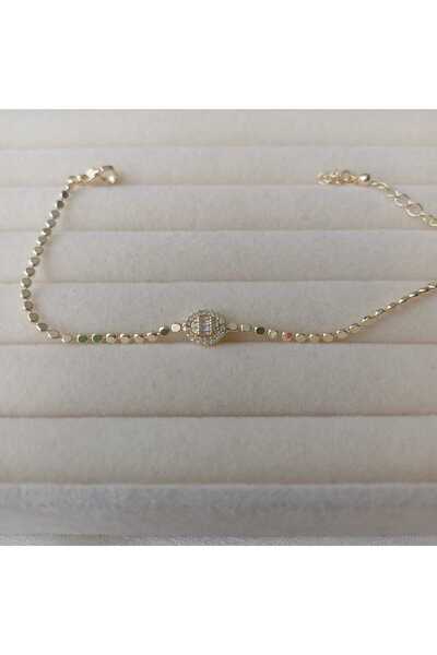 Store Taş detaylı ezme pul zincir minimal bileklik