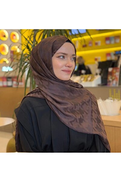 Ebrar Çeyiz Brown Crowbar Jacquard Shawl