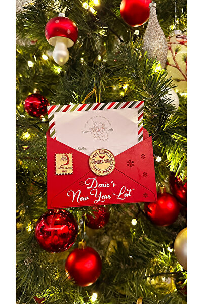 Molto Minimo Design Event Yılbaşı Noel Baba Zarf Ahşap İsme Özel Süs