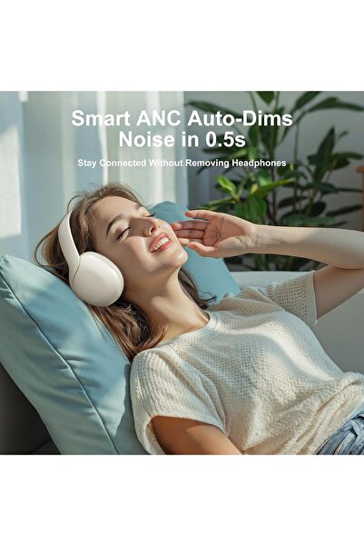LINKLIKE Active Noise Cancelling Headphones, 180H Playtime, Hi-Res, Bluetooth 5.3, Touch Control (HS1) White