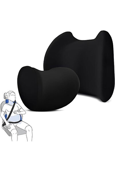 Tazweeq مجموعة وسائد دعم أسفل الظهر والرقبة - إسفنج ميموري فوم (أسود)