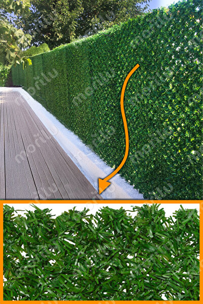 Morilu ÇİM ÇİT PERDE - 45 mm Gözenek - Balkonlar ve Bahçeler için Yeşil Çimli...