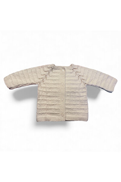 Pafuli Hand Knitted Waterway Patterned Baby / Child Cardigan Cream (0-1 Years...