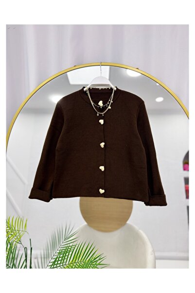 YEDİLALE Heart Buttoned Knitwear Cardigan Flawed Skirt Double Set [Cardigan Std Size, Skirt Size Included]