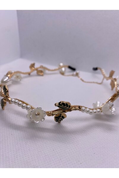 eylaaksesuar BEYAZ ORKİDE İNCİ DAMLALI TAÇ