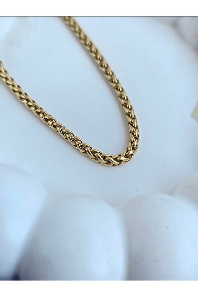 stainless steell Çelik içiçe geçmeli zincir gold kolye