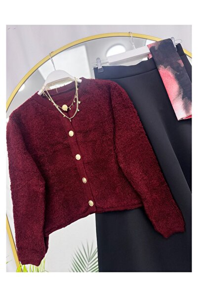 YEDİLALE Towel Knit Cardigan Flawed Skirt Double Set [Cardigan Std Size, Skirt Size Included]