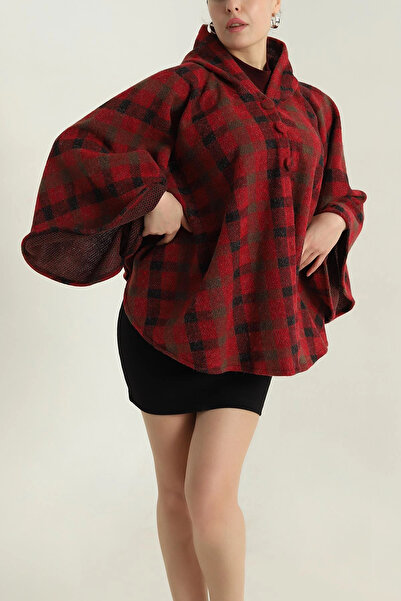 Esma Style Kadın Ekose Triko Panço