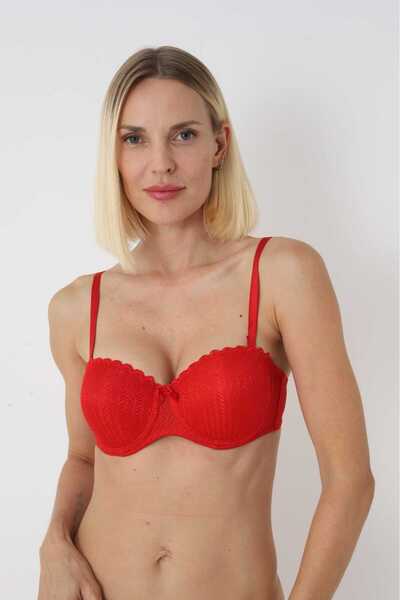 MODELLİFE Red Strap Lace Supported Bra