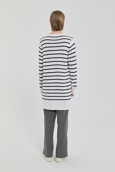 Nihan Striped Rayon Knitwear Tunic