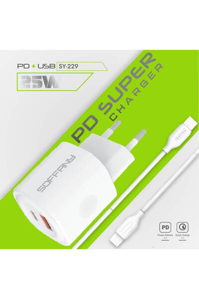 Soffany SY-229 25W PD + QC 3.0 Hızlı Şarj Adaptörü