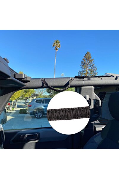 Generic cartaoo Bronco Roll Bar Grab Handles Premium Paracord Grips Fit 2021-2022 Ford Bronco (Black, 2 Pcs)