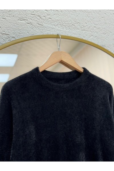 MİHRA STORE Fabiana Side Slits Long Soft Sweater-ZI5255 Black