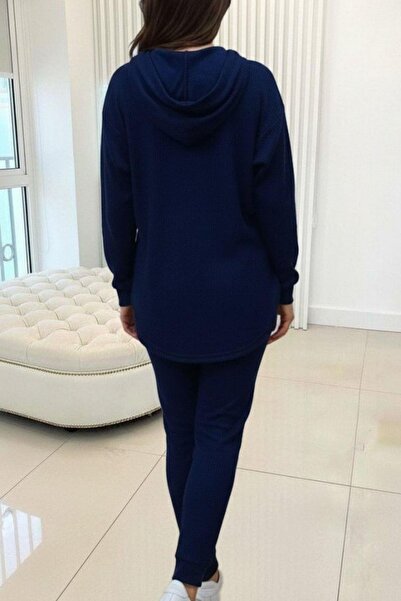 Mossta Hooded Pocket Meloni Blouse Trousers Double Suit - Navy Blue