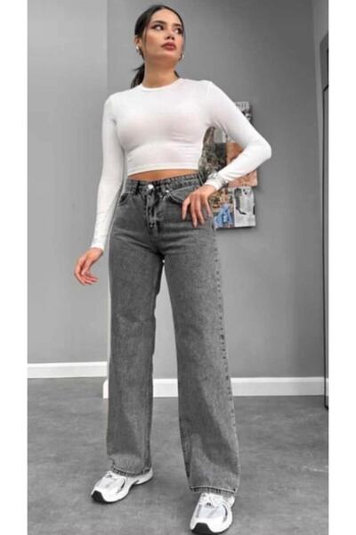 LA TUBA New Product//High Waist//Flexible//Slop//Women's Palazzo Jeans