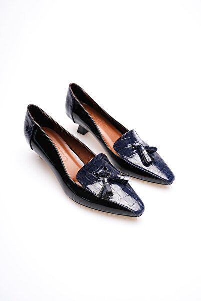 MARCHEO Lily Women's Navy Blue Patent Leather Heeled Shoes