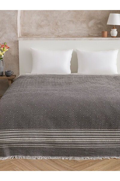 LC Waikiki Кафяво одеяло с ресни за телевизор 180x230 cm