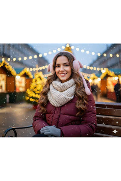 la_hatun Plush Pink Color Movable Earmuffs Protect from Cold