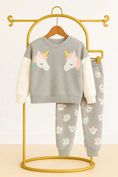 MİREYA KİDS Lace Sleeve Detail Girl's Suit