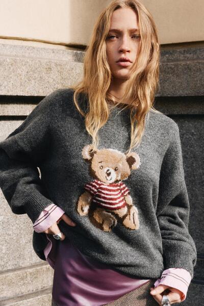 Pull & Bear Ayı desenli kazak