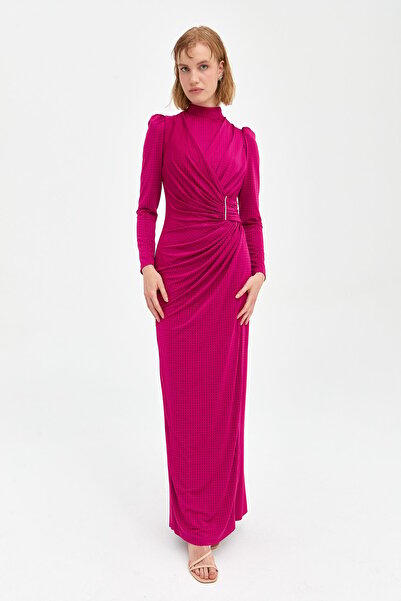 Nihan Taş Aksesuarlı Elbise Fuşya