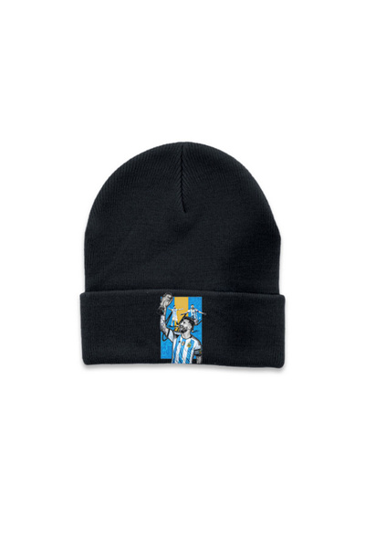 MODA Football Player Messi Printed Black Folded Winter Hat Beanie