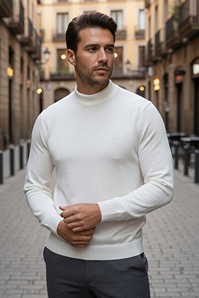 NAZEF Slim Fit Half Fisherman 30% Cotton Men's Casual Knitwear Sweater