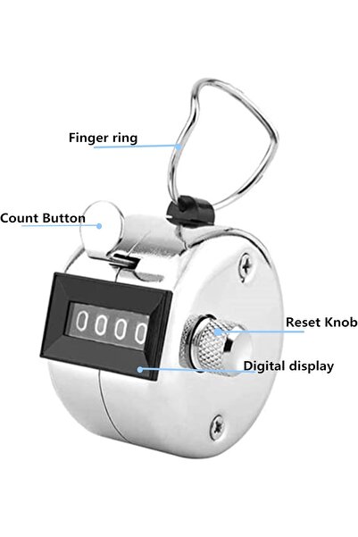 Generic Metal Budget Hand Tally Counter 4-Digit Mechanical Handheld Pitch Clicker (Silver)