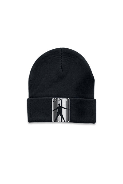 MODA Footballer Ronaldo Printed Black Fold Winter Hat Beanie