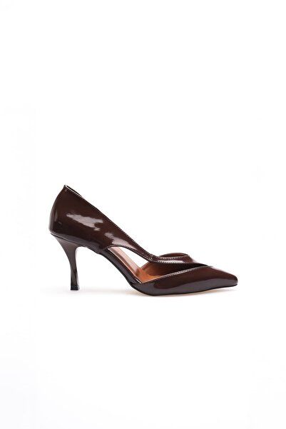 MARCHEO Violet Women's Bitter Brown Patent Leather Heeled Shoes
