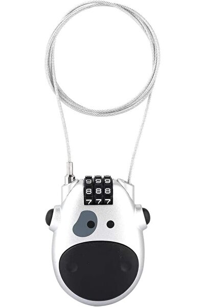 MAKINGTEC قفل كابل ثلاثي الأرقام، كابل قابل للسحب بطول 80 سم، على شكل بقرة (فضي)