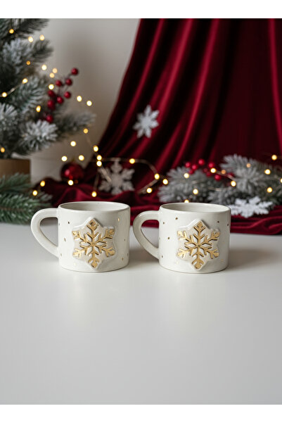 Me Gusta Home Snowflake Stoneware Cup Set of 2