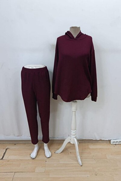 Mossta Hooded Pocket Meloni Blouse Trousers Double Suit - Claret Red