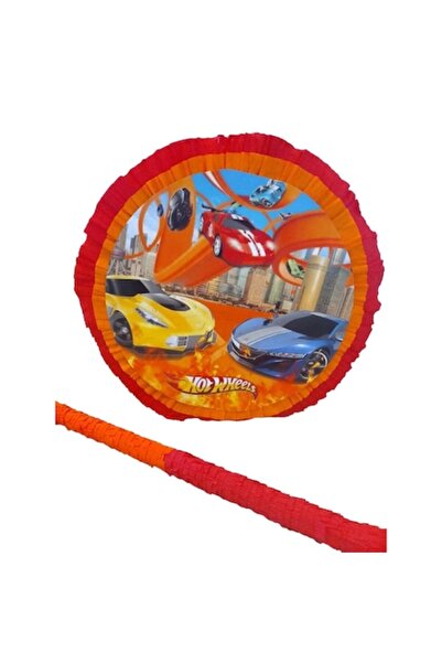 HappyHit Pinată rotundă Hot Wheels cu băț – petrecere pentru copii – lucrată ...