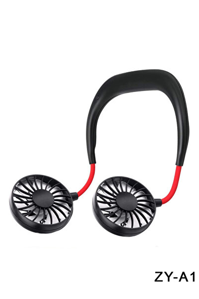 Generic Rechargeable Neckband Dual Fan ZY-A1 with 3 Speeds, USB Charging and Adjustable 360° Heads