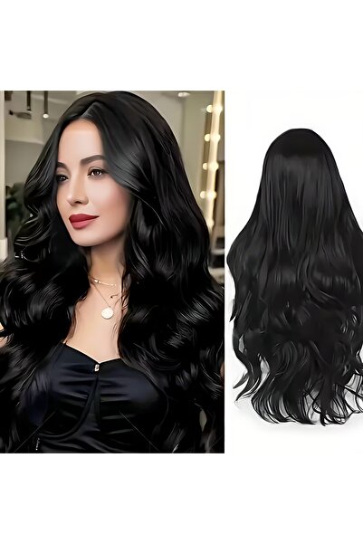 Trendpostiş 3 lü Set – Siyah Yarımay Dalgalı Çıtçıtlı Saç Postiş 60 cm 140 gr...