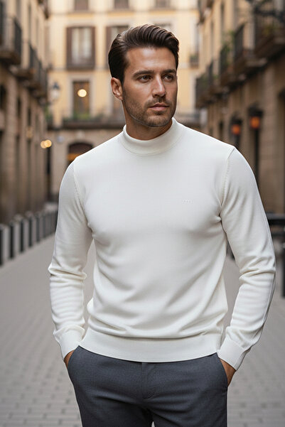 NAZEF Slim Fit Half Fisherman 30% Cotton Men's Casual Knitwear Sweater